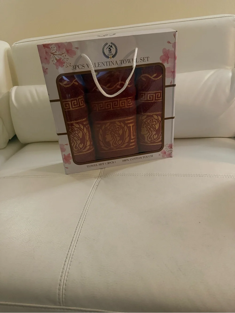 Valentina Red and Gold Medallion Bath Towel Set